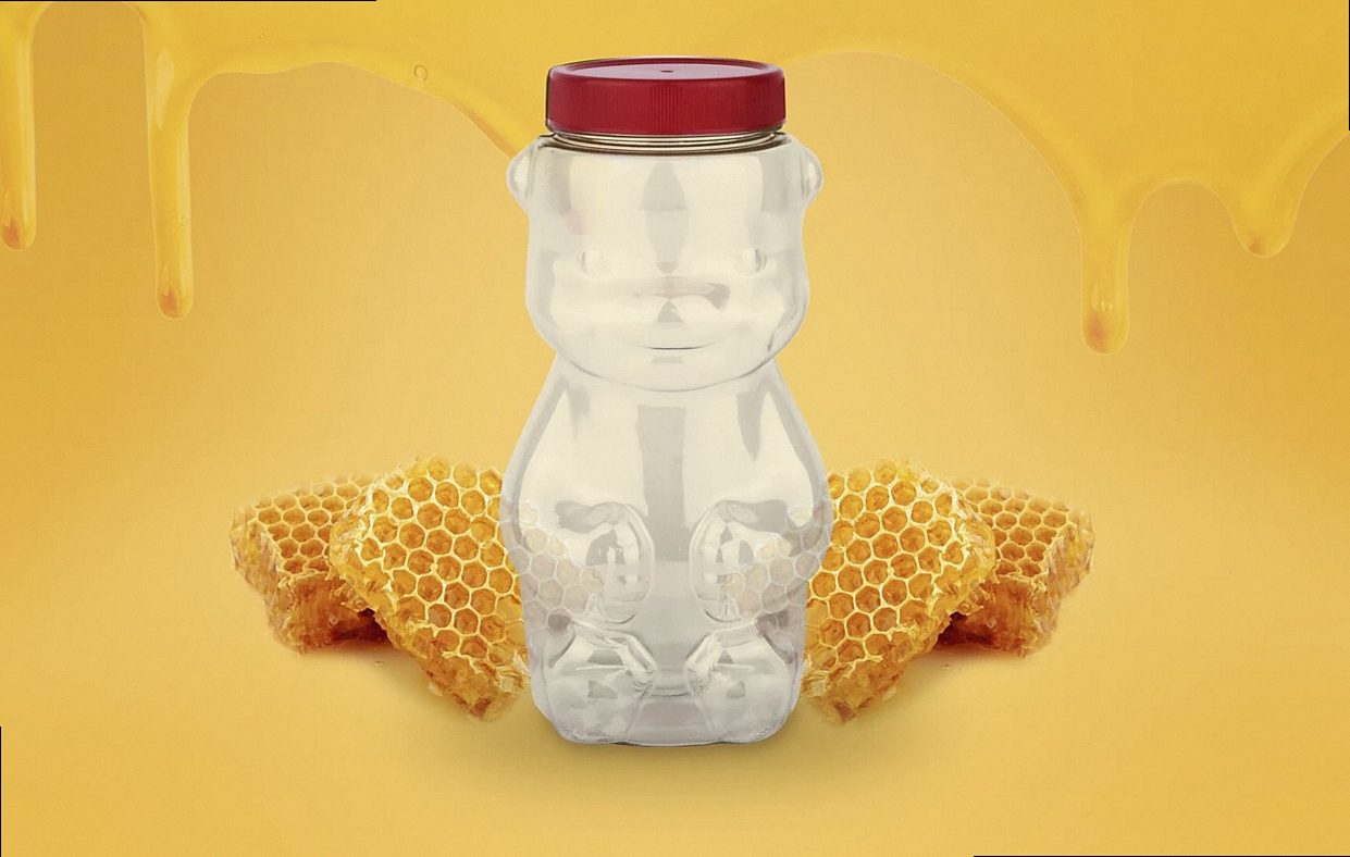foto de producto, botella de miel, miel, dulce, botella de miel